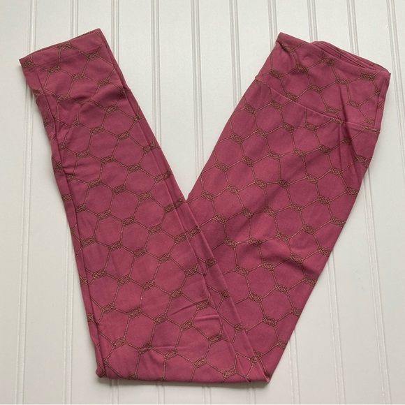 NWT LulaRoe OS Leggings Women’s One Size pink knots rope nautical New LLR - Picture 1 of 3